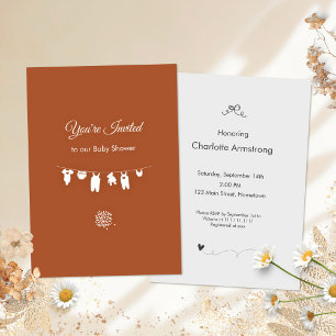 Rust Boho Minimalist Baby Shower Invitation