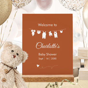 Rust Boho Minimalist Gender Neutral Baby Shower Acrylic Sign