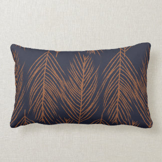 Rust Branches on Dark Blue Lumbar Cushion