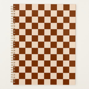 Rust brown and beige chequerboard pattern planner