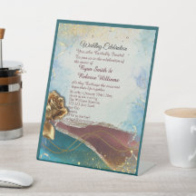 Rust Brown Gold Abstract Wedding Pedestal Sign