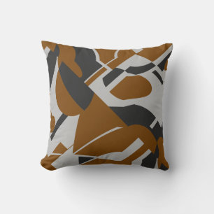 Rust Brown Grey Black Bold Diagonal Design Cushion