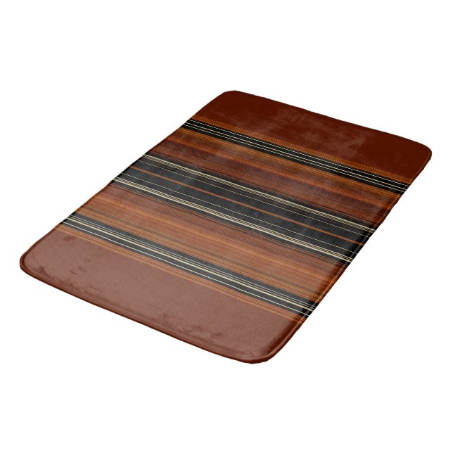 Rust Brown Modern Stripes   Bath Mat (Angled)