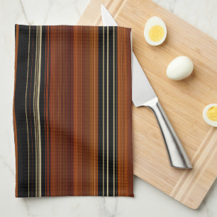 Rust Brown Modern Stripes  Tea Towel