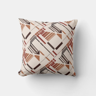 Rust Brown Tan Beige Diagonal Abstract Large Tiles Cushion