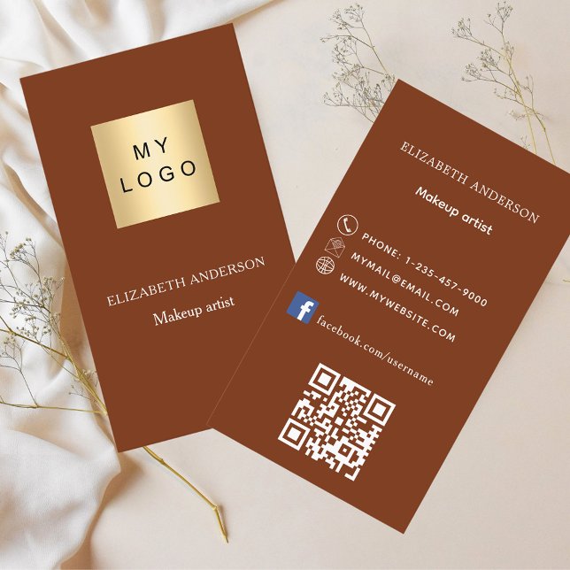 Rust burnt orange logo Qr code Facebook Business Card (Creator Uploaded)