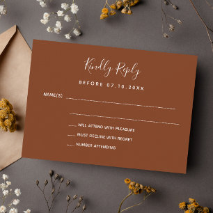 Rust burnt orange wedding response RSVP Card