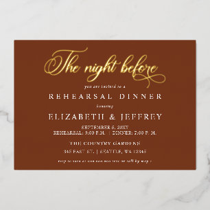 Rust Calligraphy The Night Before Rehearsal Dinner