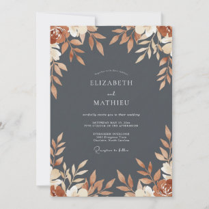 Rust Charcoal Foliage Eucalyptus Wedding Invitation