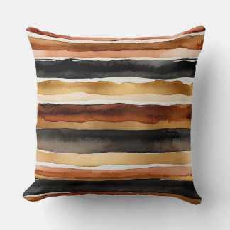 Rust Coffee ivory and black stripes Cushion