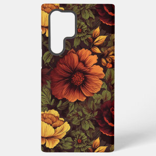 Rust Color Vintage Floral Print Samsung Galaxy Case