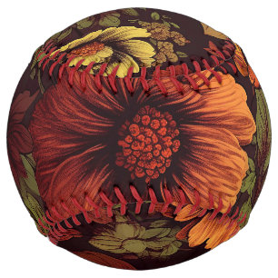 Rust Colour Vintage Floral Print Softball
