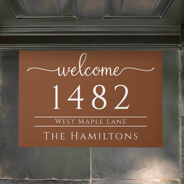 Rust copper family name personalised address  doormat (Creator Uploaded)