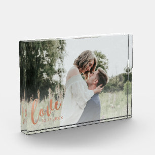 Rust Copper Romantic Love Personalised Couple Photo Block