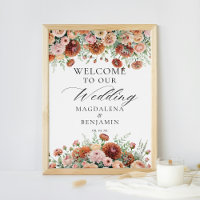 Rust Dahlia Flowers Sage Fall Calligraphy Welcome
