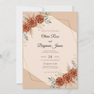 Rust Dahlia Pampas Wedding Invitation