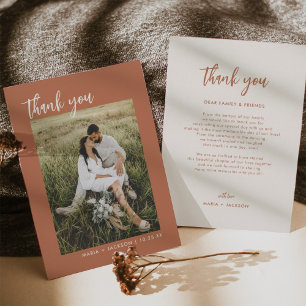 Rust Desert Photo Wedding Thank You Cards
