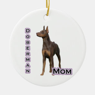 Rust Doberman Mum 4 - Keychain Ceramic Tree Decoration