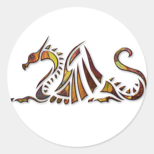 Rust Dragon Classic Round Sticker (Front)