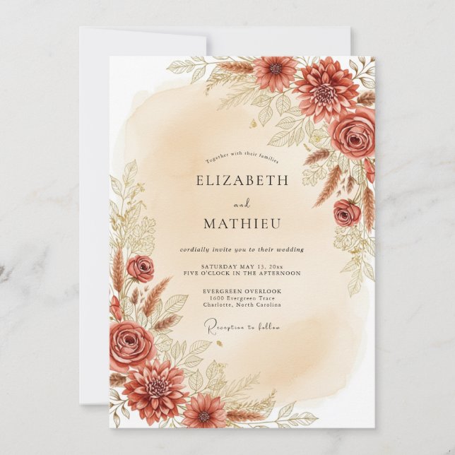 Rust Earthy Bohemian Wedding Invitation (Front)