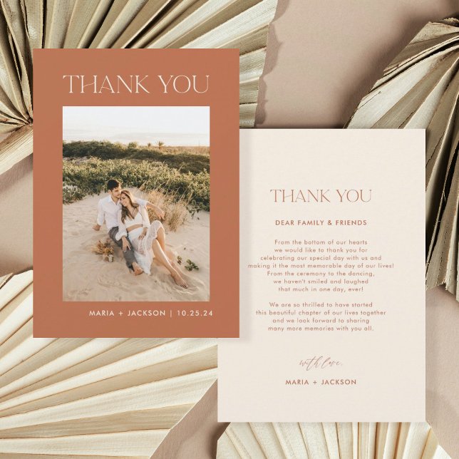 Rust Earthy Desert Photo Wedding Thank You Cards (Creator Uploaded)