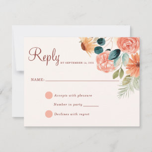 Rust Fall Floral Autumn Field Flowers Reply RSVP Card