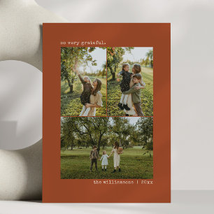 Rust Fall Grateful Thanksgiving Photo Collage Holiday Card