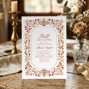 Rust Fall In Love Botanical Floral Bridal Shower Invitation