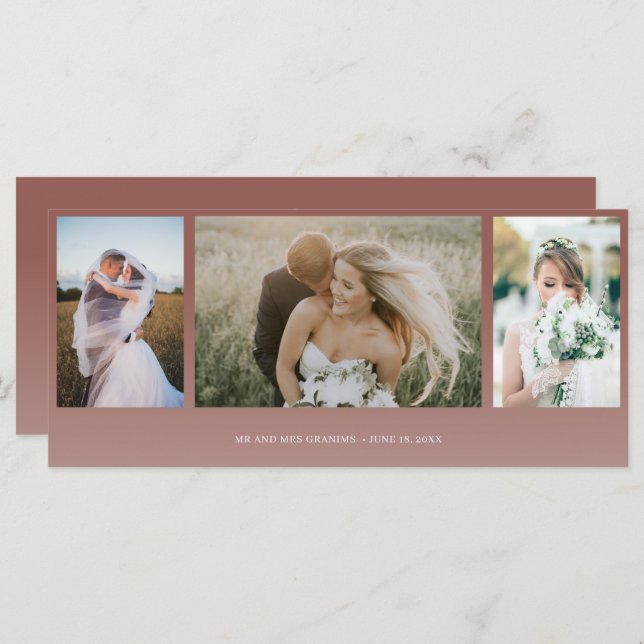 Rust Fall Photo Collage Wedding Thank You Card (Front/Back)