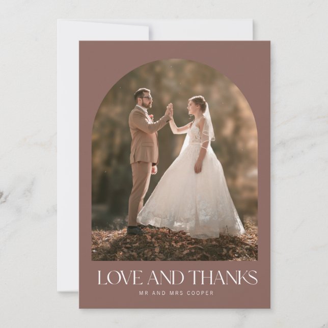 Rust Fall Photo Love Thanks Wedding Thank You Card (Front)