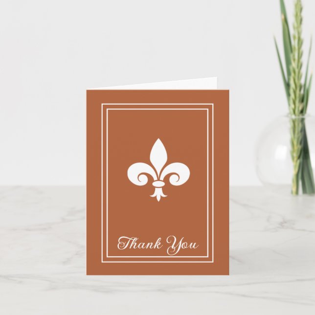 Rust Fleur de Lis Thank You Card (Front)