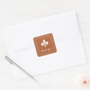 Rust Fleur de Lis Thank You Stickers