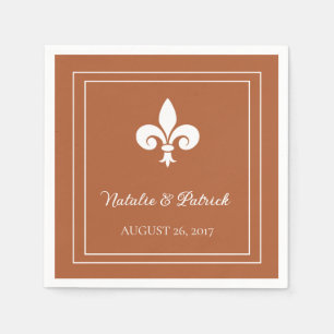 Rust Fleur de Lis Wedding Paper Napkins