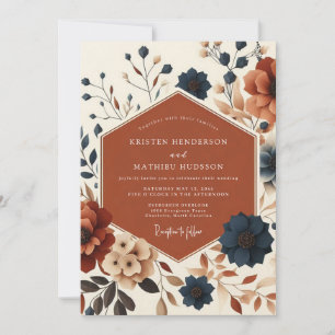 Rust Floral Autumn Harvest Wedding Invitation