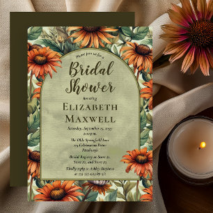 Rust Floral Botanical Arch Bridal Shower  Invitation