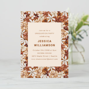 Rust Floral Graduation Party Modern Botanical Invitation
