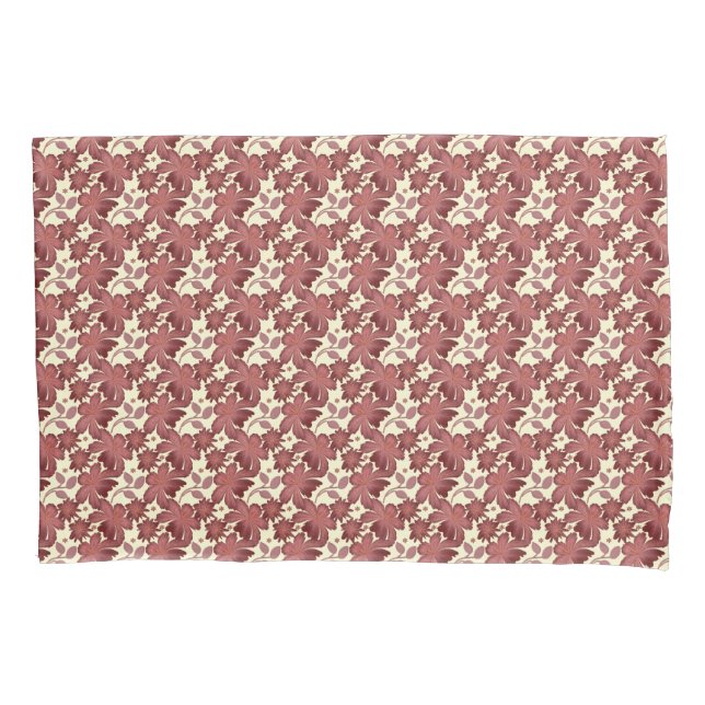 Rust Floral Leaf Pattern | Terracotta Botanical  Pillowcase (Front)