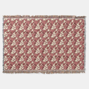 Rust Floral Leaf Pattern   Terracotta Botanical  Throw Blanket