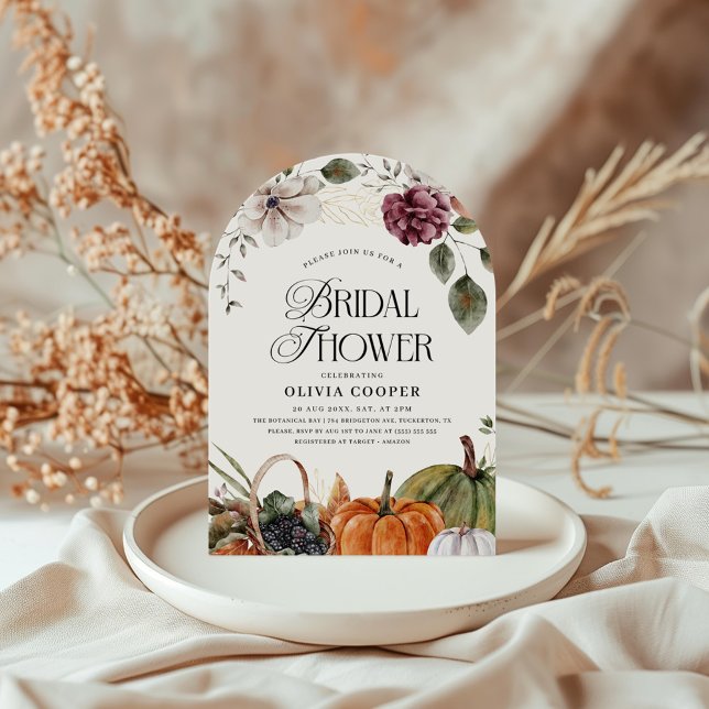 Rust Floral Pumpkin Bridal Shower Invitation (Creator Uploaded)