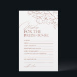 Rust floral wedding advice & wishes card<br><div class="desc">These advice & wishes cards are sweet keepsakes for the bride and couple, features elegant delicate hand drawn flower illustration and modern script typography details, in terra cotta and white colour, simple and romantic. great activity for modern rustic bridal shower, country garden wedding, and simple boho wedding parties in fall...</div>