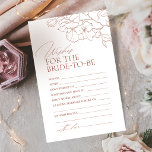 Rust floral wedding advice & wishes card<br><div class="desc">These advice & wishes cards are sweet keepsakes for the bride and couple, features elegant delicate hand drawn flower illustration and modern script typography details, in terra cotta and white colour, simple and romantic. great activity for modern rustic bridal shower, country garden wedding, and simple boho wedding parties in fall...</div>