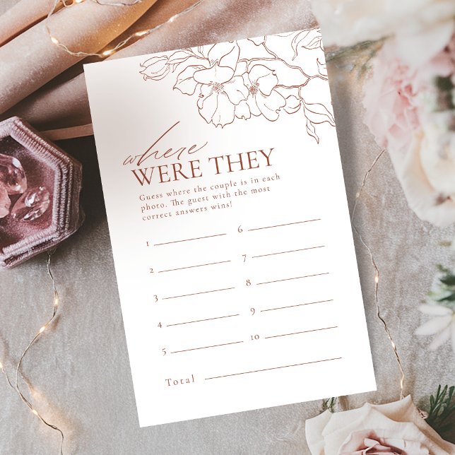 Rust floral where were they bridal shower game (Rust floral where were they bridal shower game)