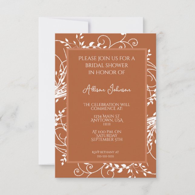 Rust Flourish Bridal Shower Invitation (Front)