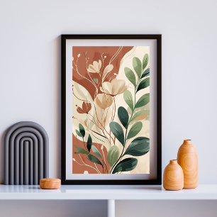 Rust Garden Harmony III – Modern Botanical Floral Poster