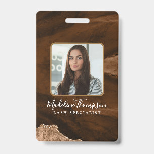 Rust Gold Agate Marble Business Company ID Badge