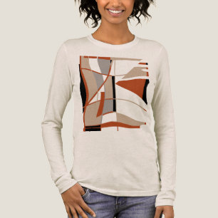 Rust Grey Beige Black Bold Large Shapes Abstract Tri-Blend Shirt