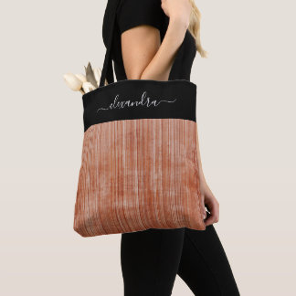 Rust Grey Black rustic ombre personalised striped Tote Bag