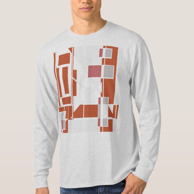 Rust Grey Dusty Rose Geometric MCM Look Abstract T-Shirt (Front)