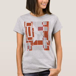 Rust Grey Dusty Rose MCM Look Geometric Abstract T-Shirt