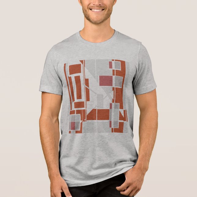 Rust Grey Dusty Rose MCM Look Geometric Abstract Tri-Blend Shirt (Front)